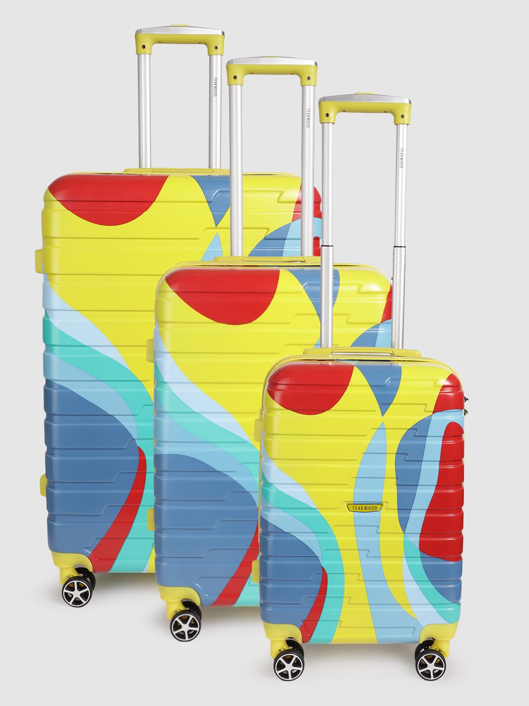 Teakwood Leathers Set of 3 Carnival Print 360 Degree Rotation Hard Trolley Bags 182.3L-picture-41
