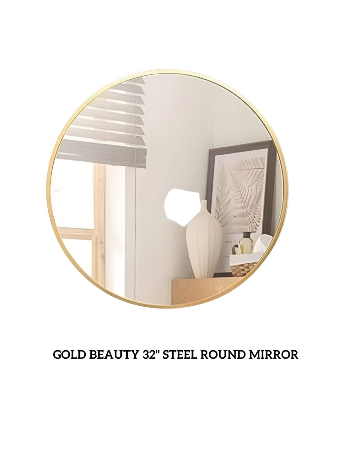 CasaGold Beige Round Shaped  Steel Wall Mirror-picture-37