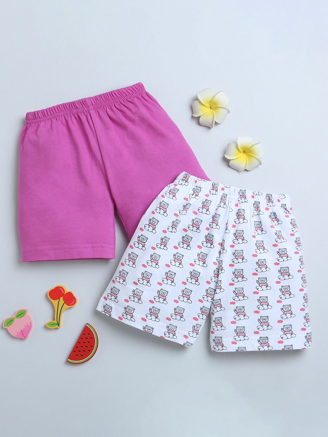 BUMZEE Girls Pack Of 2 Conversational Printed Cotton Shorts-picture-26