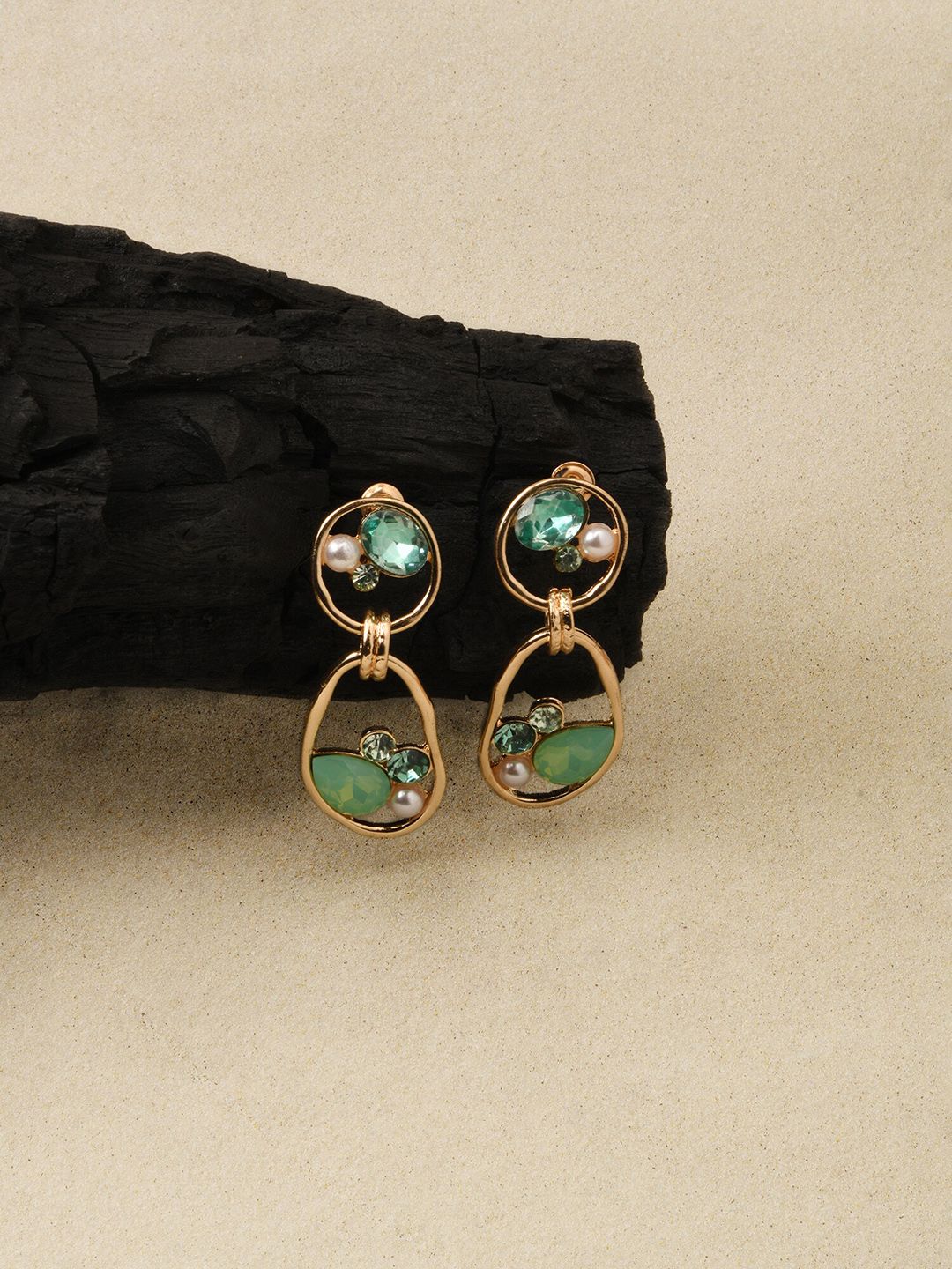 Accessorize Gold-Plated Encircled Gem Drop Earrings-picture-26