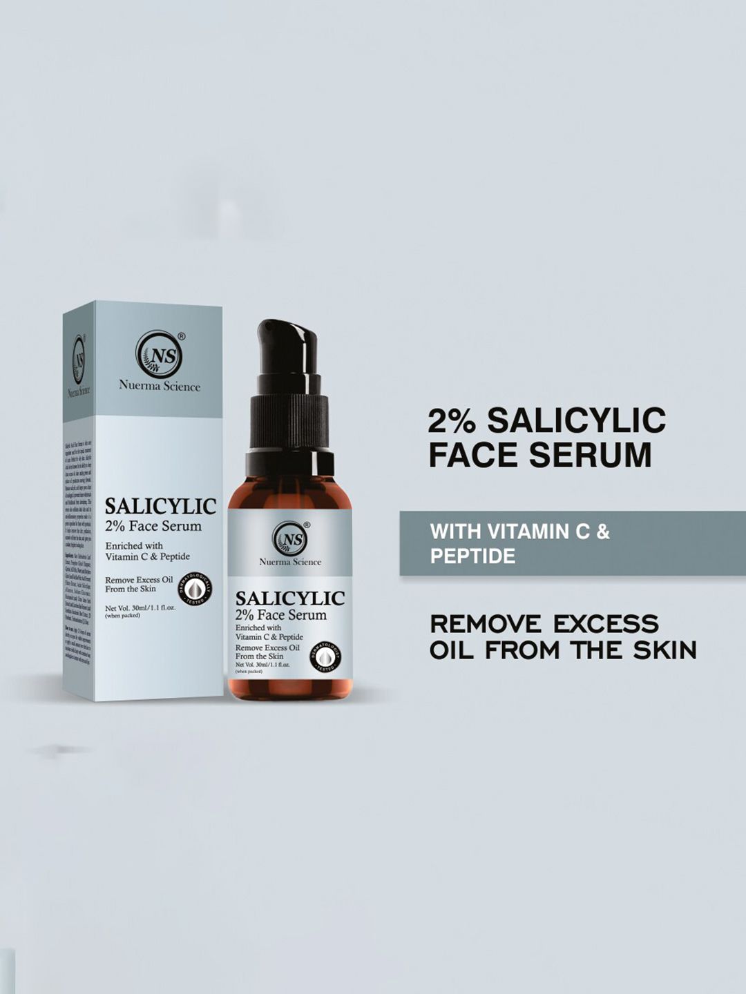 Nuerma Science Salicylic 2% Face Serum with Vitamin C & Peptide for Excess Oil - 30ml-picture-14