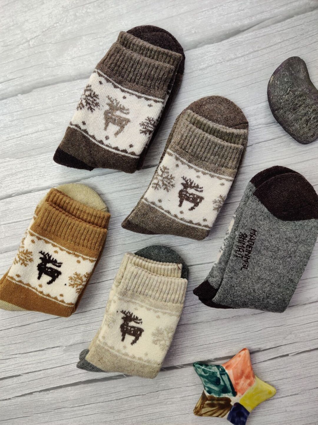 EL REGALO Pack Of 5 Patterned Calf-Length Socks-image-28
