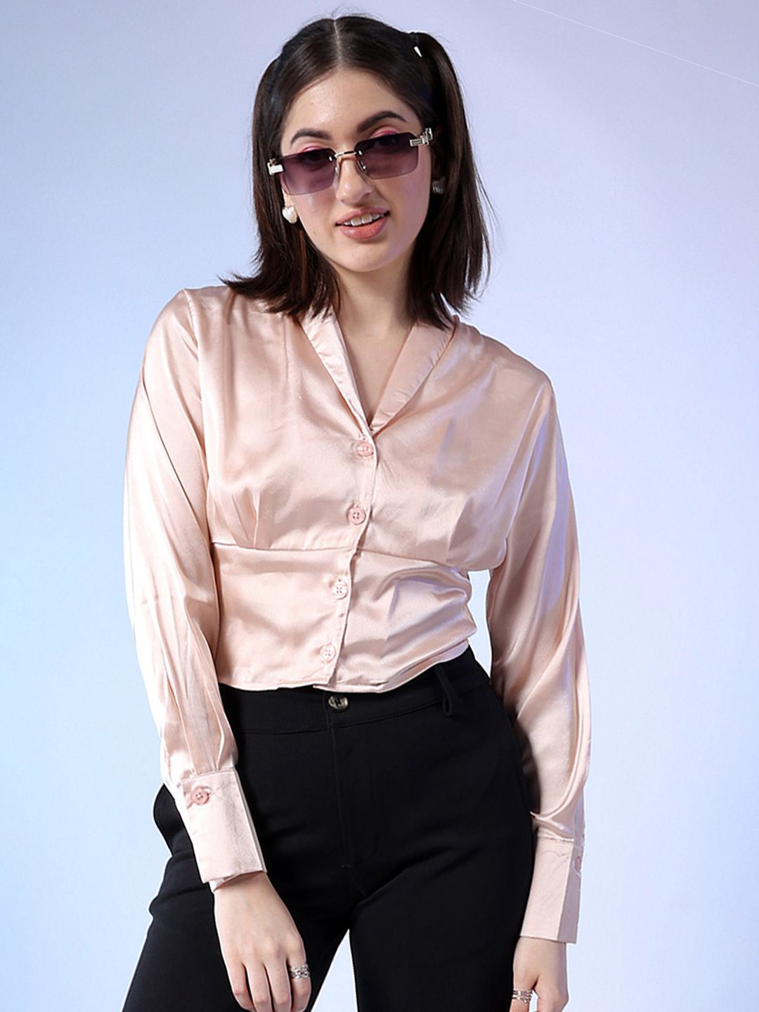 Freehand by The Indian Garage Co Opaque Cuffed Sleeves Top-picture-41