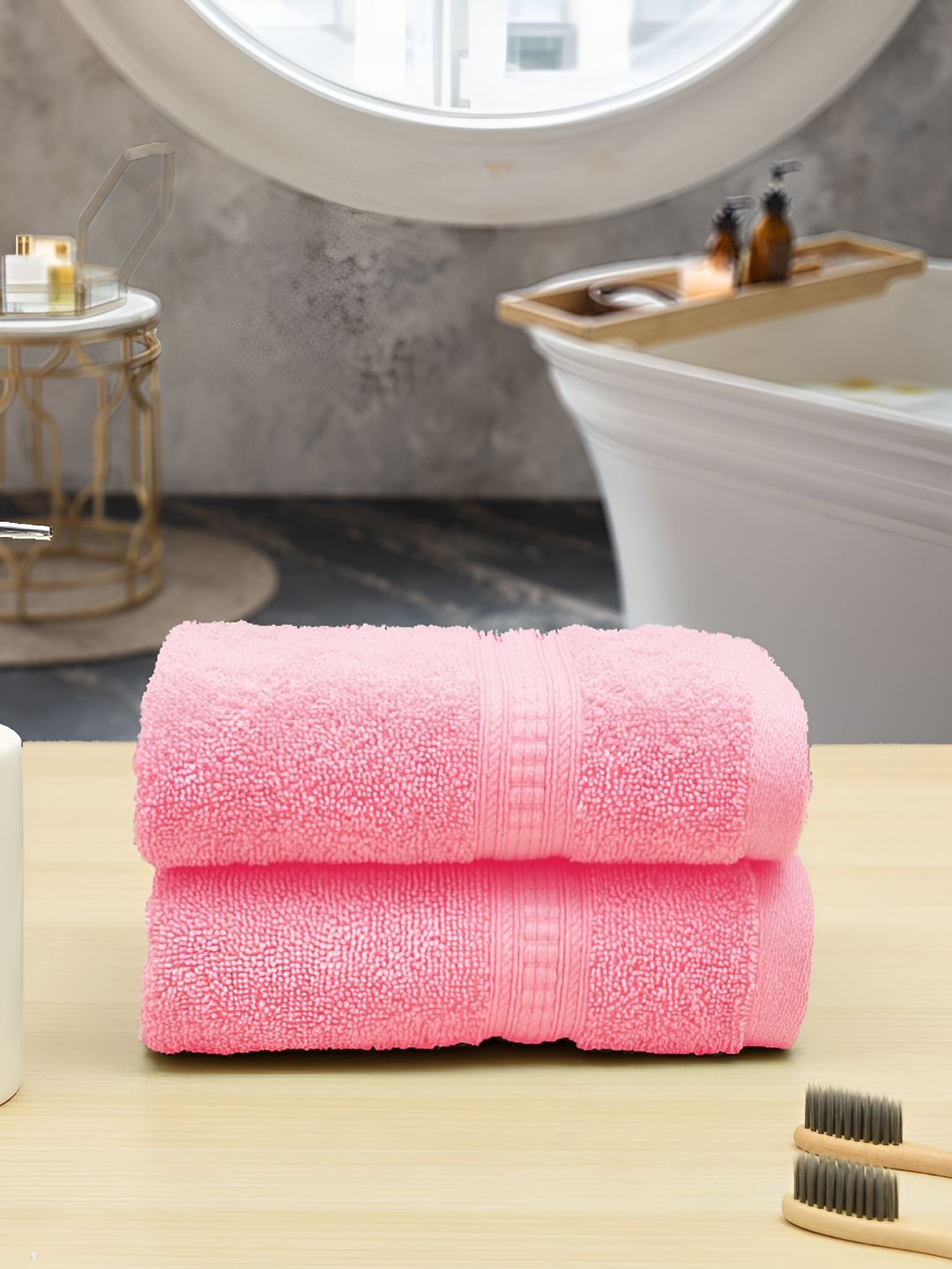 Aura Peach 2-Pcs 550GSM Pure Cotton Ultra Soft & Highly Absorbent Hand Towels-image-6