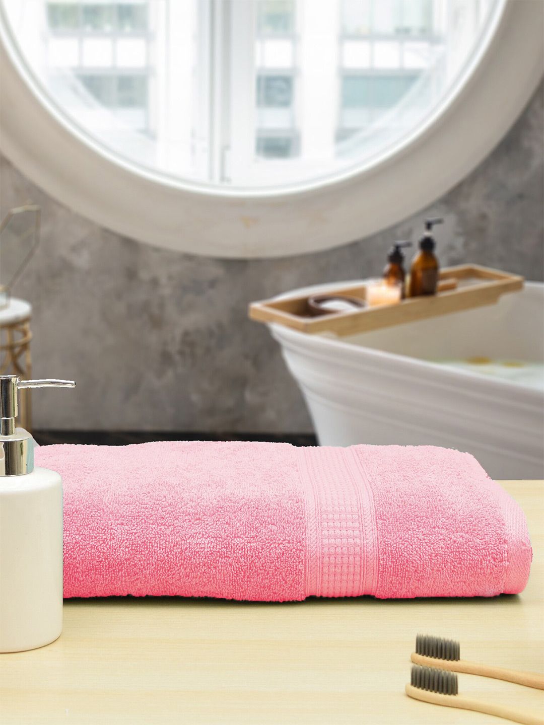 Aura TRIO Peach Cotton Bath Towels 550 GSM-image-5