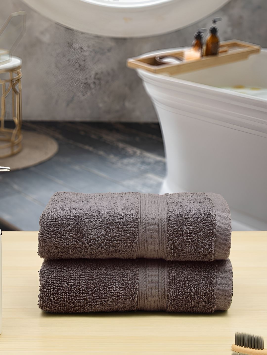 Aura Charcoal 2-Pcs 550 GSM Pure Cotton Hand Towels-image-14