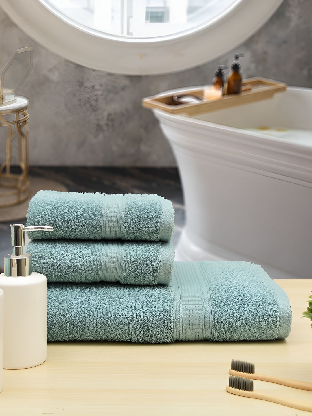 Aura Set of 3 Solid Cotton 550 GSM Towel Set-picture-19