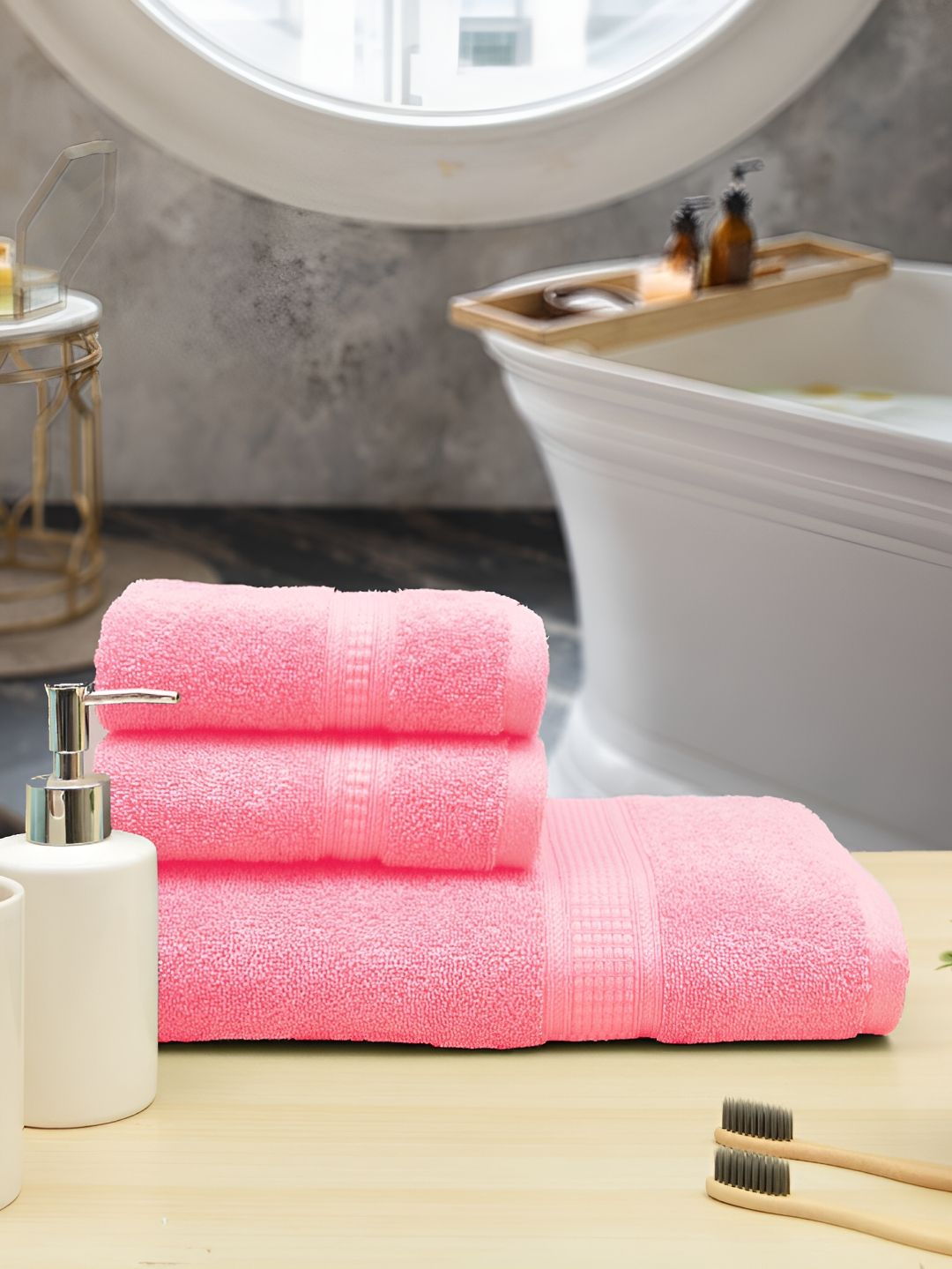 Aura Peach4 Pieces Cotton 550 GSM Towel Set-picture-19