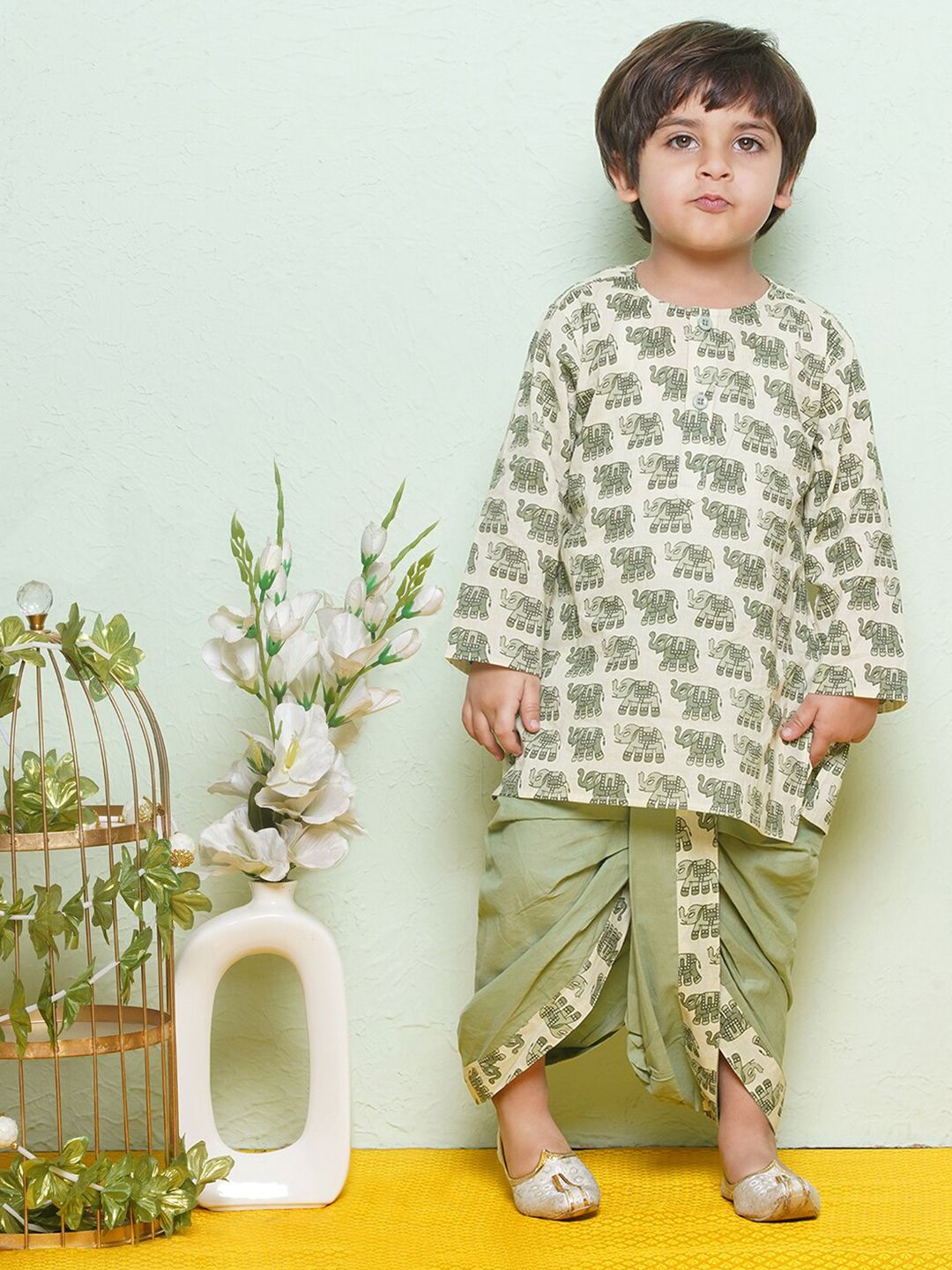 Aj DEZInES Boys Pure Cotton Kurta With Dhoti Pants-picture-53