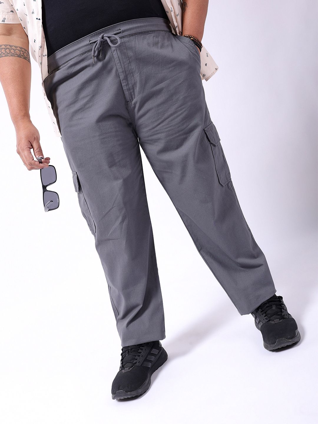 hardsoda by the indian garage co HARDSODA Men Plus Size Mid-Rise Pure Cotton Cargos-picture-32