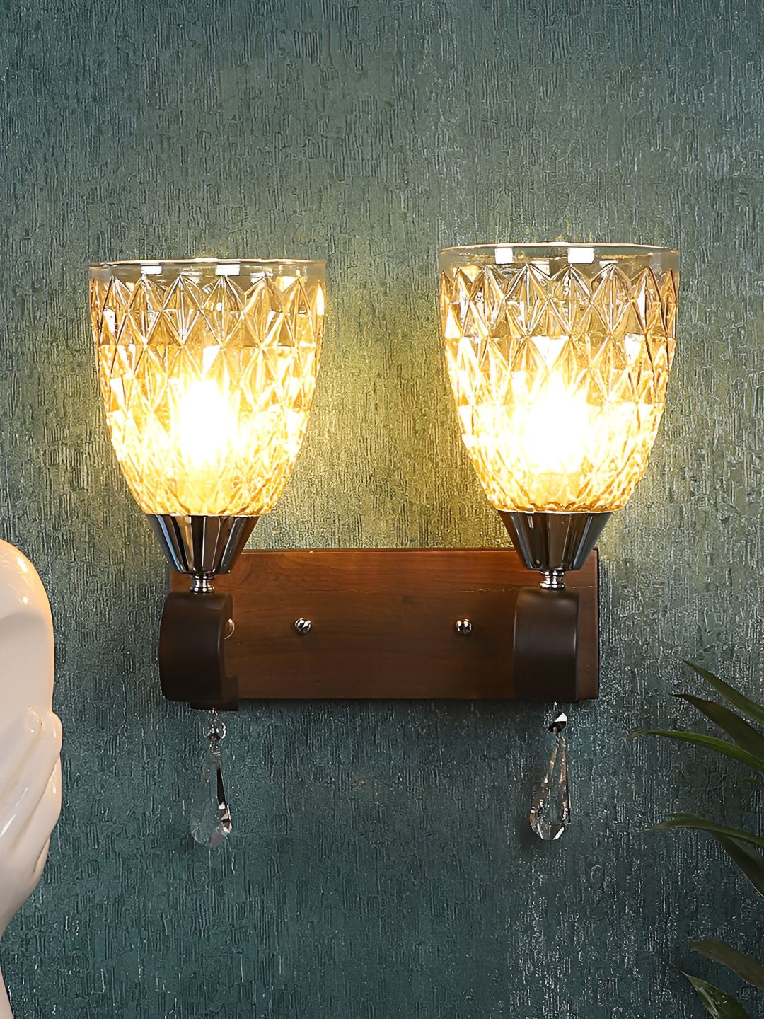 ELIANTE Brown Wooden Contemporary Bell Shaped Wall Lamp-image-35