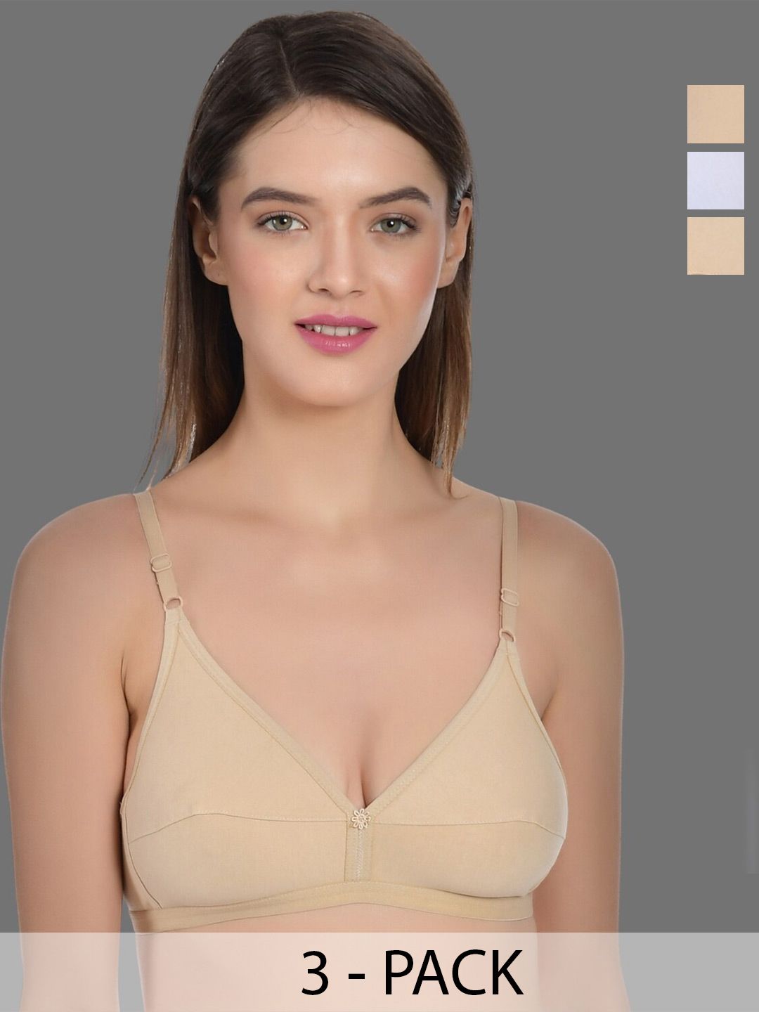 Aimly Pack Of 3 Half Coverage All Day Comfort Cotton T-shirt Bra