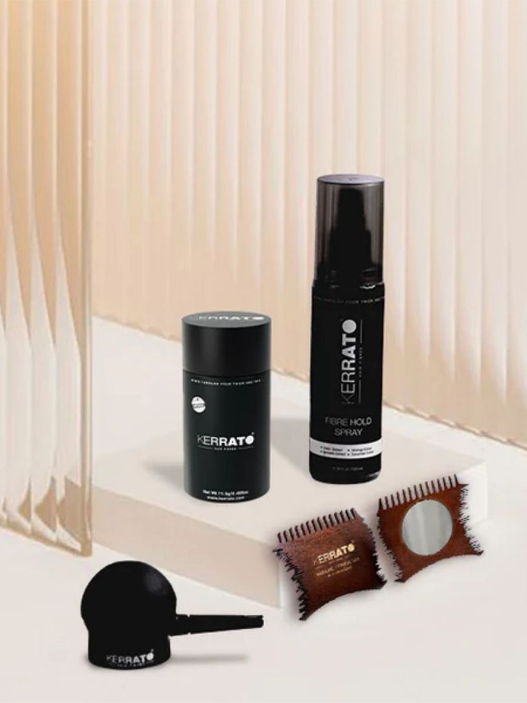 KERRATO HAIR FIBRES 3Pcs Thinning Hair 11.5g-Hold Spray 100ml-Optimizer Comb & Pump-image-12