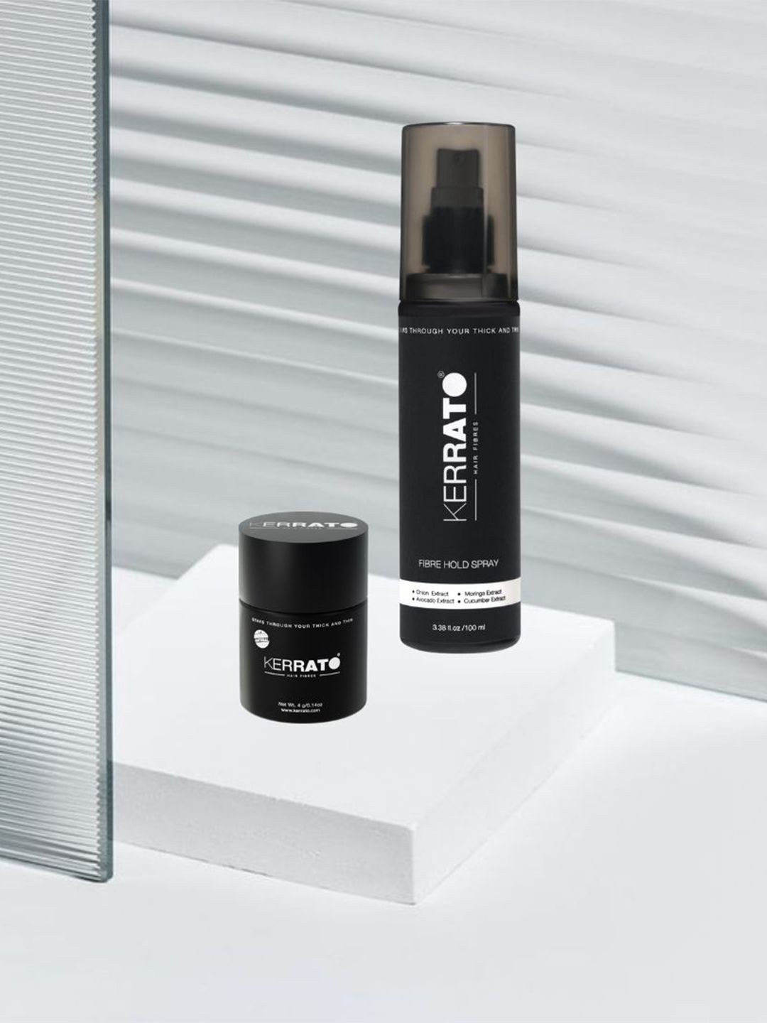 KERRATO HAIR FIBRES 2-Pcs Thinning Hair 4g & Hold Spray 100ml Combo - Natural Black-image-46