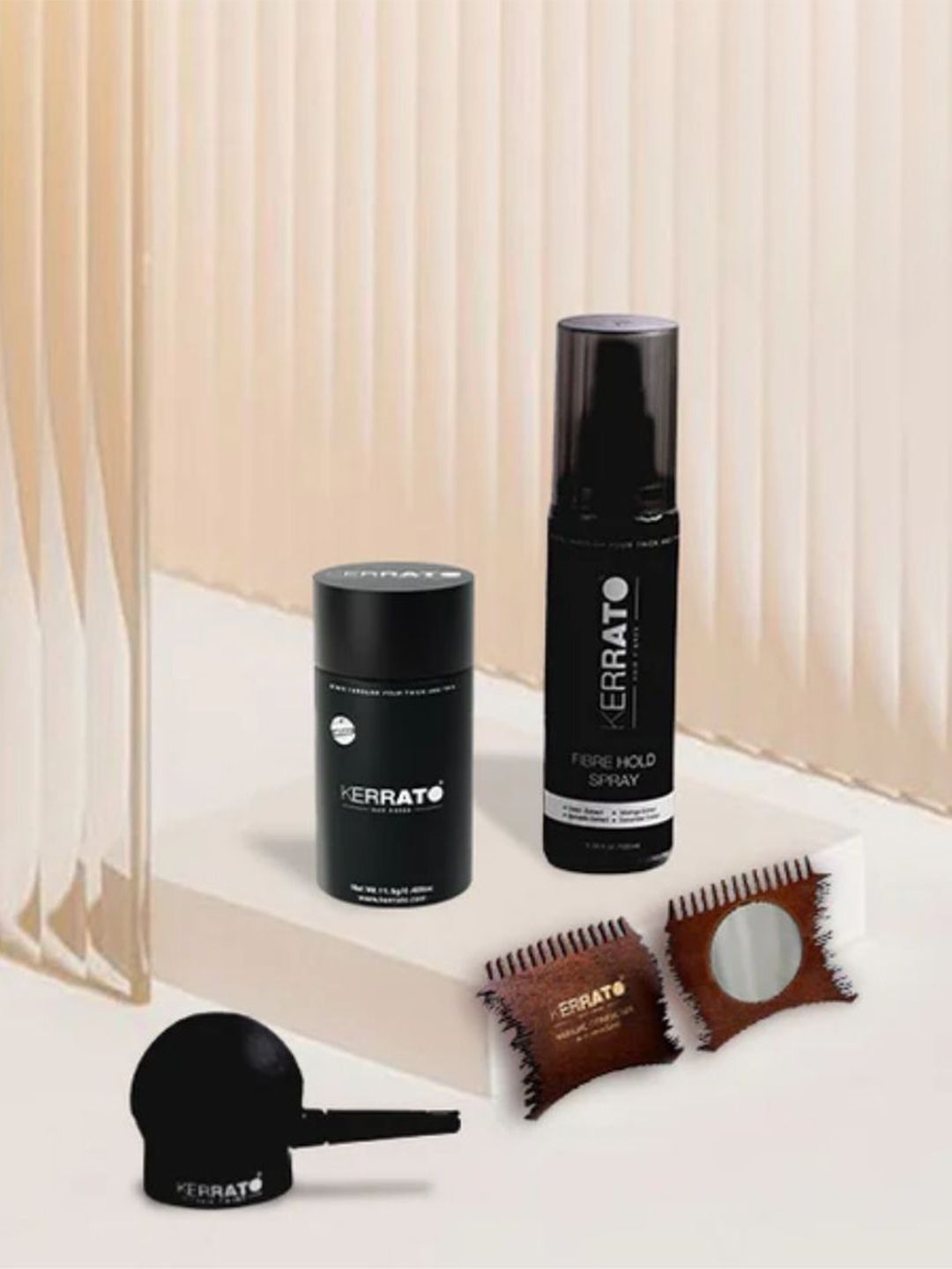 KERRATO HAIR FIBRES Set Of 4 HairFibres-11.5g-Fibre Hold Spray-100ml-Optimizer Comb-Pump-image-42