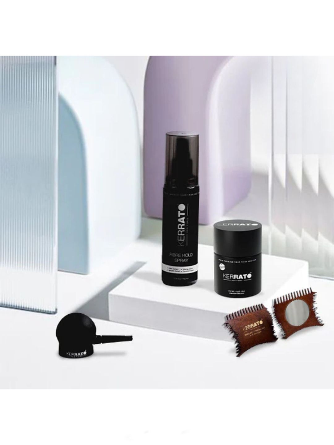 KERRATO HAIR FIBRES 3Pcs Thinning Hair 4g-Hold Spray 100ml-Optimizer Comb & Pump-image-11
