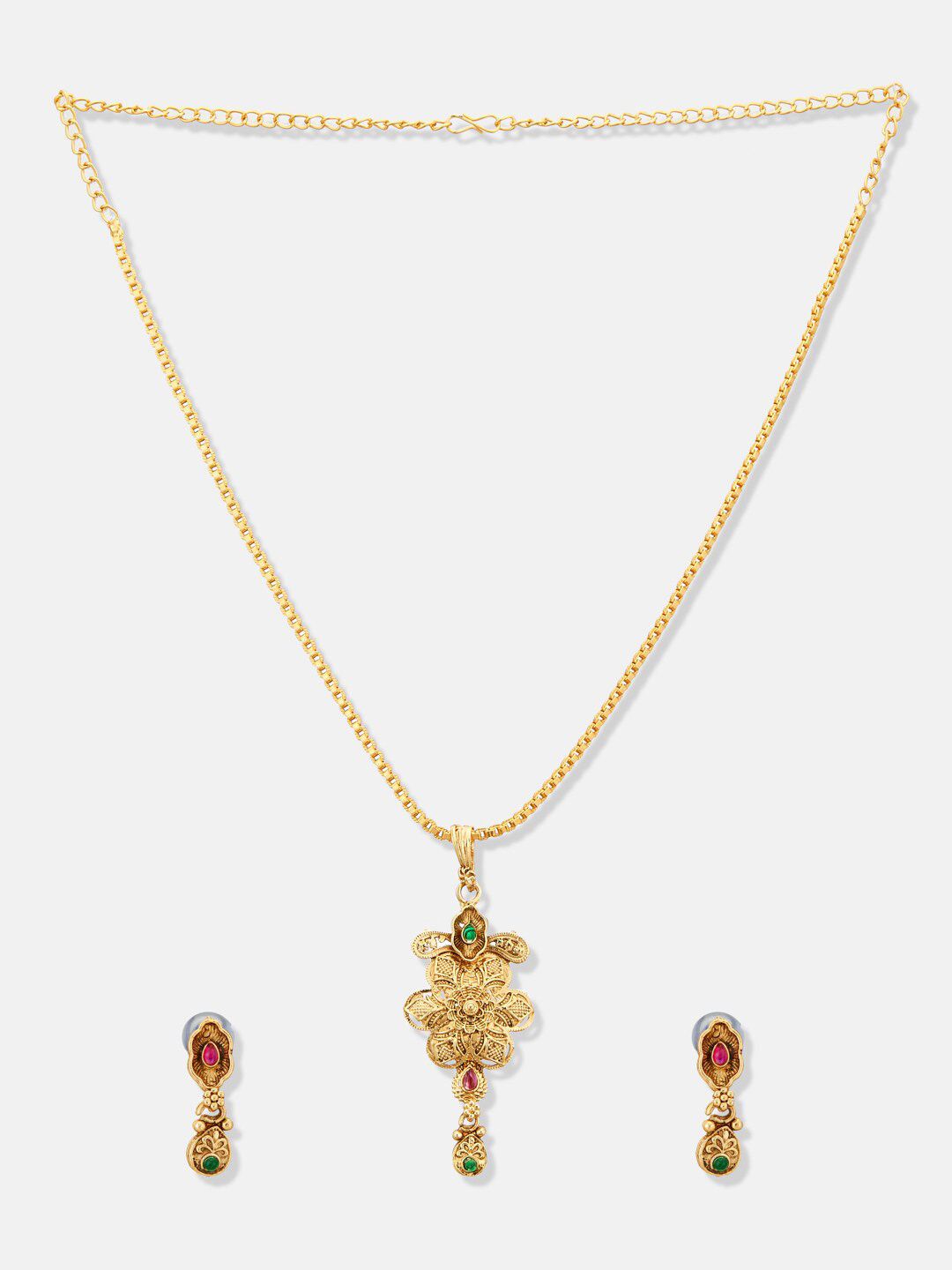 ATIBELLE Gold-Plated Stone Studded Jewellery Set