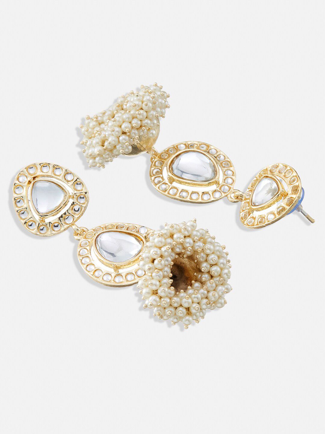 ATIBELLE Gold-Plated Kundan Stone Studded Layered Jhumkas