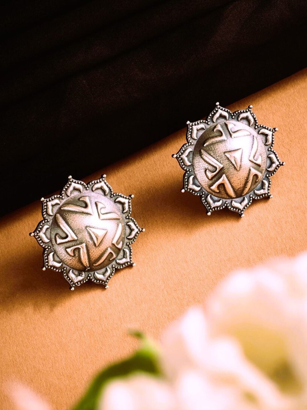 ATIBELLE Silver Plated Contemporary Stud Earrings