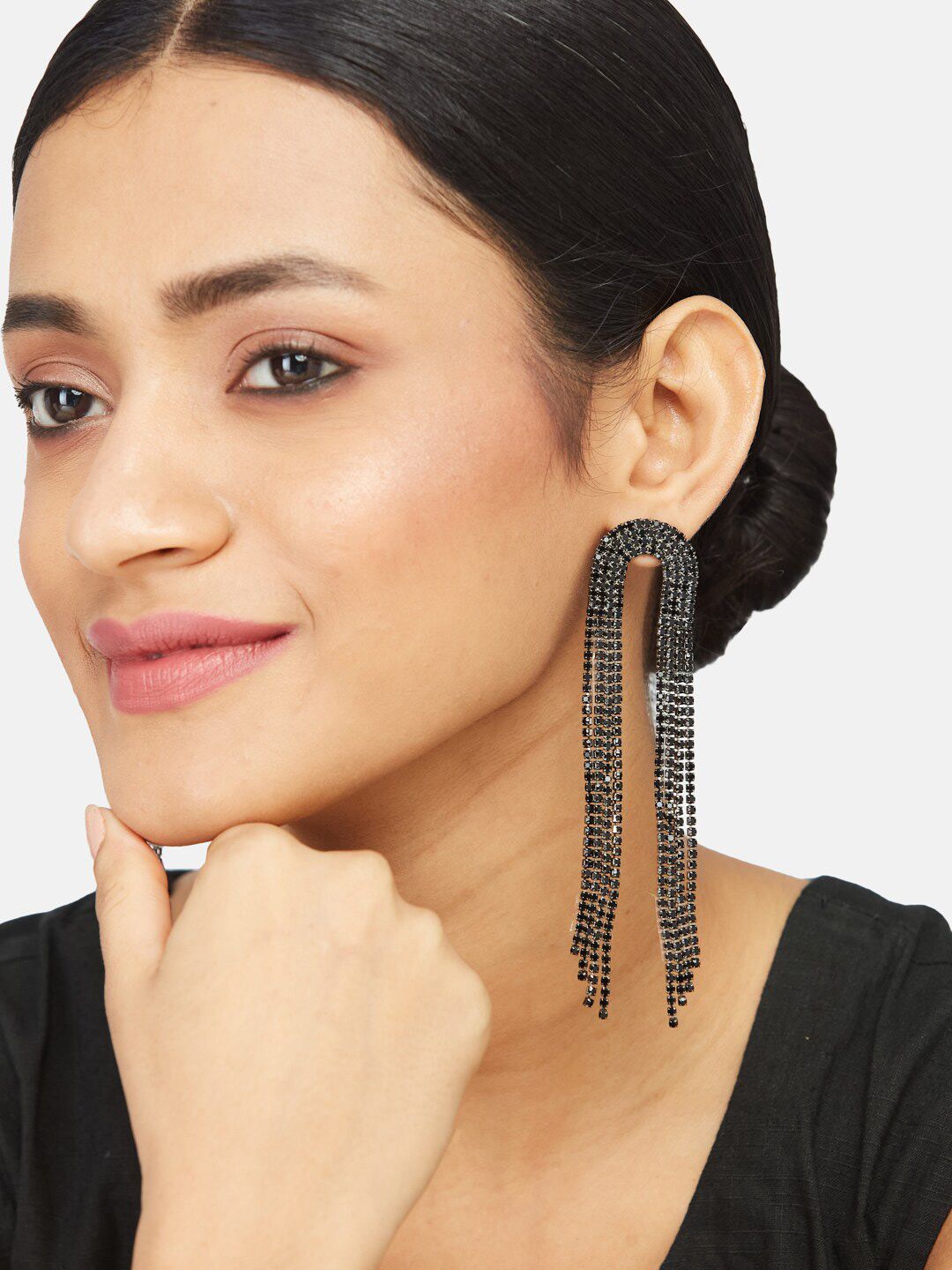 ATIBELLE Silver Plated Rhinestone Drop Earrings