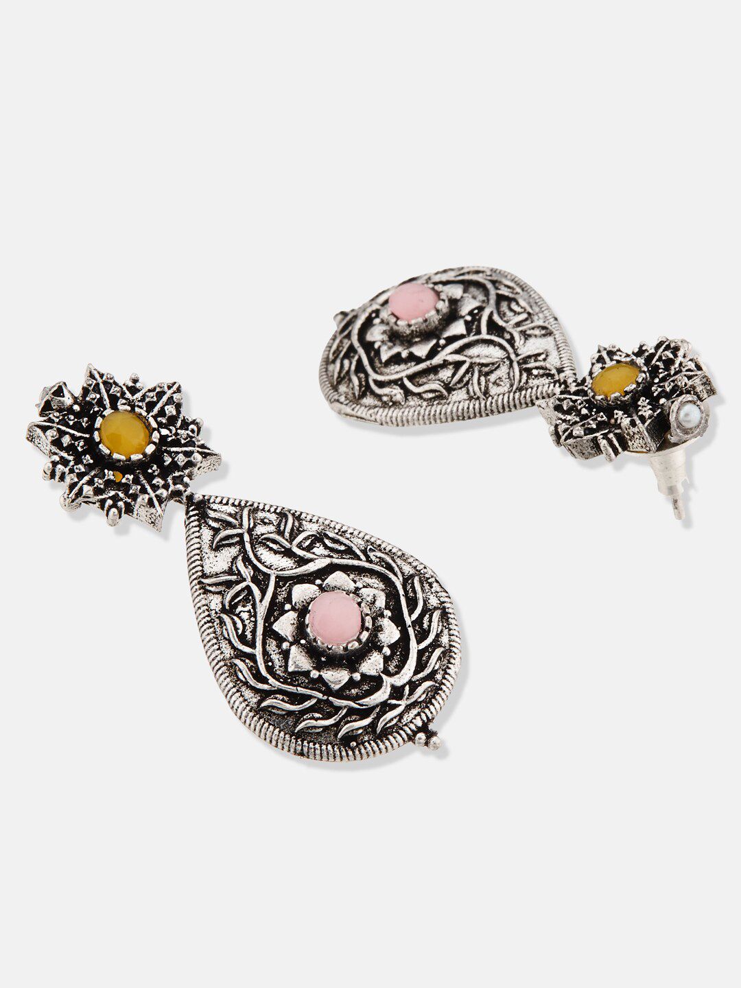 ATIBELLE German Silver Plated Stones & Studded & Beaded Jewellery Set