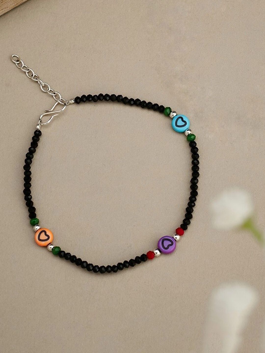 ATIBELLE Silver-Plated Stone Studded Anklet