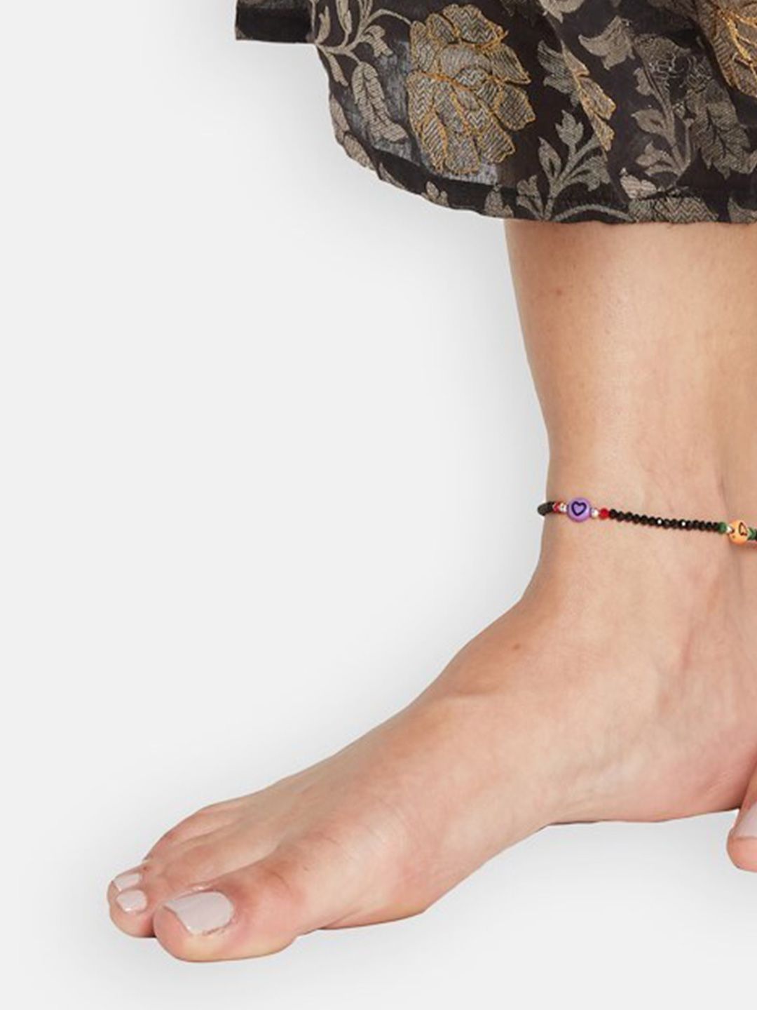 ATIBELLE Silver-Plated Stone Studded Anklet