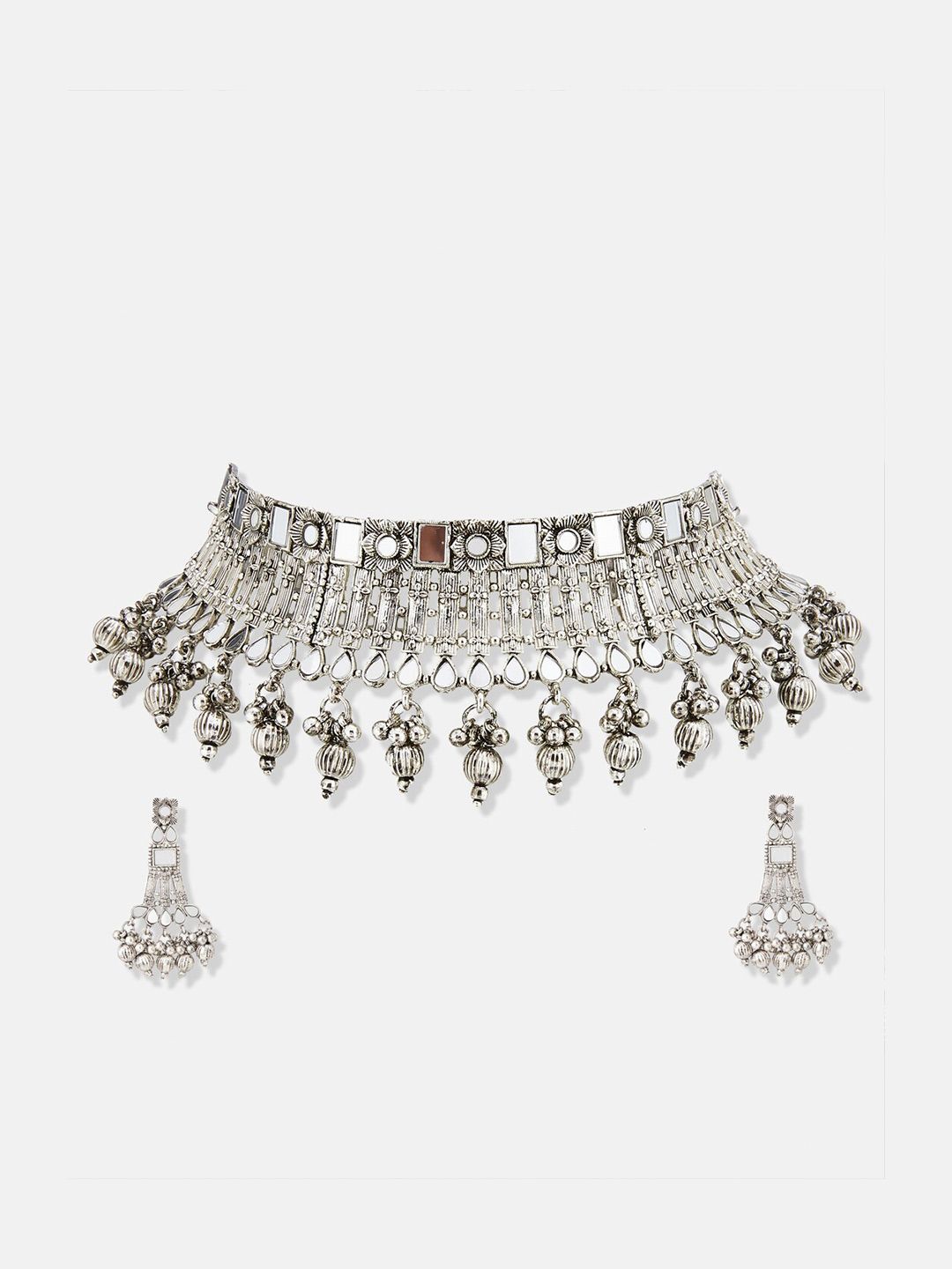 ATIBELLE German Silver-Plated Stone Studded Jewellery Set
