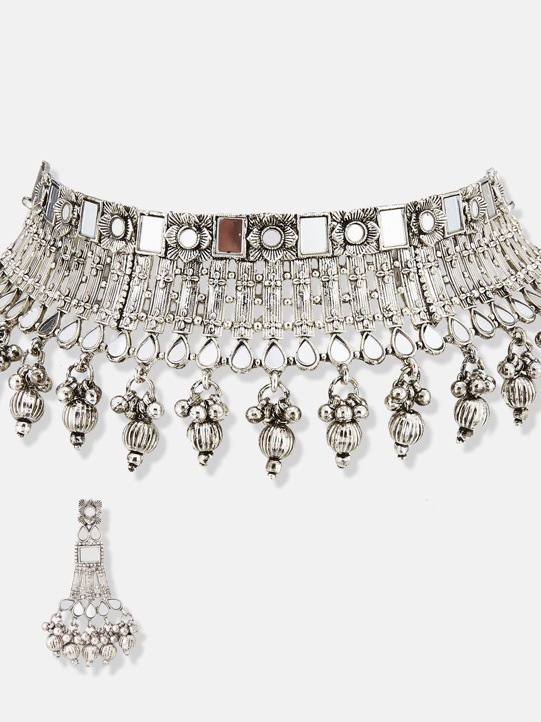ATIBELLE German Silver-Plated Stone Studded Jewellery Set