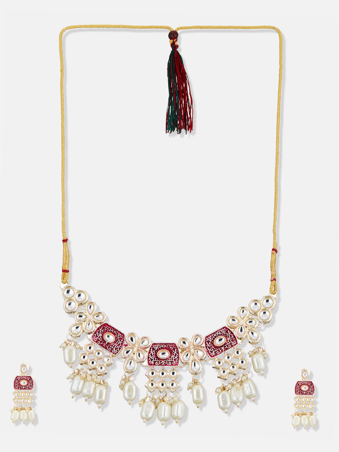 ATIBELLE Gold Plated Kundan Studded & Beaded Jewellery Set