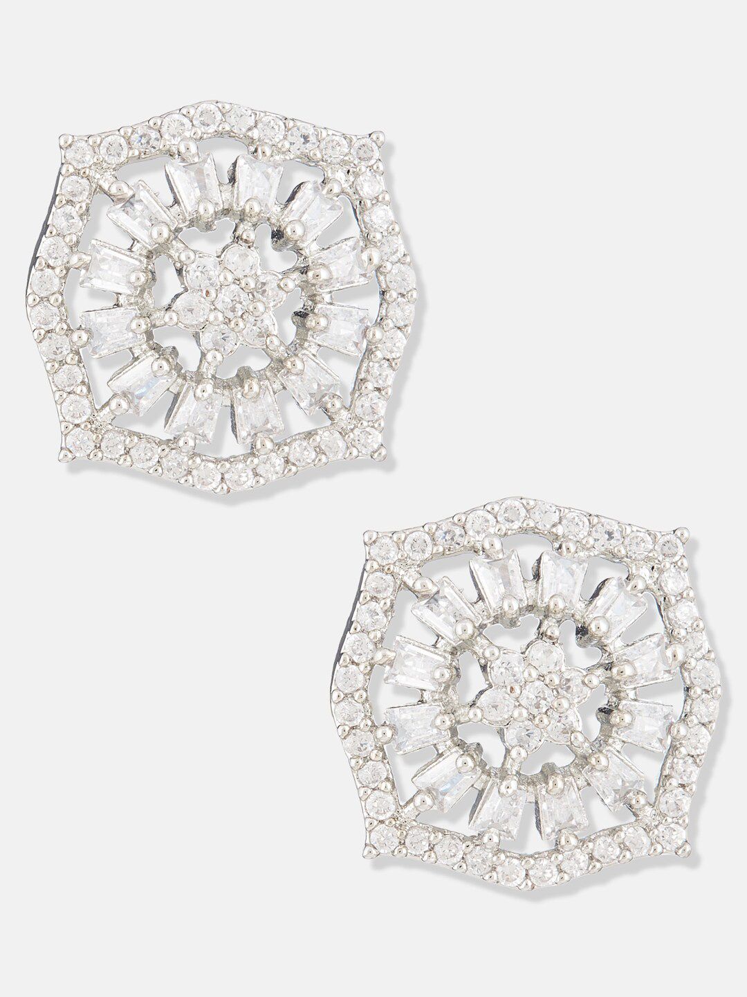 ATIBELLE Silver-Plated Cubic Zirconia Stone Studded Jewellery Set