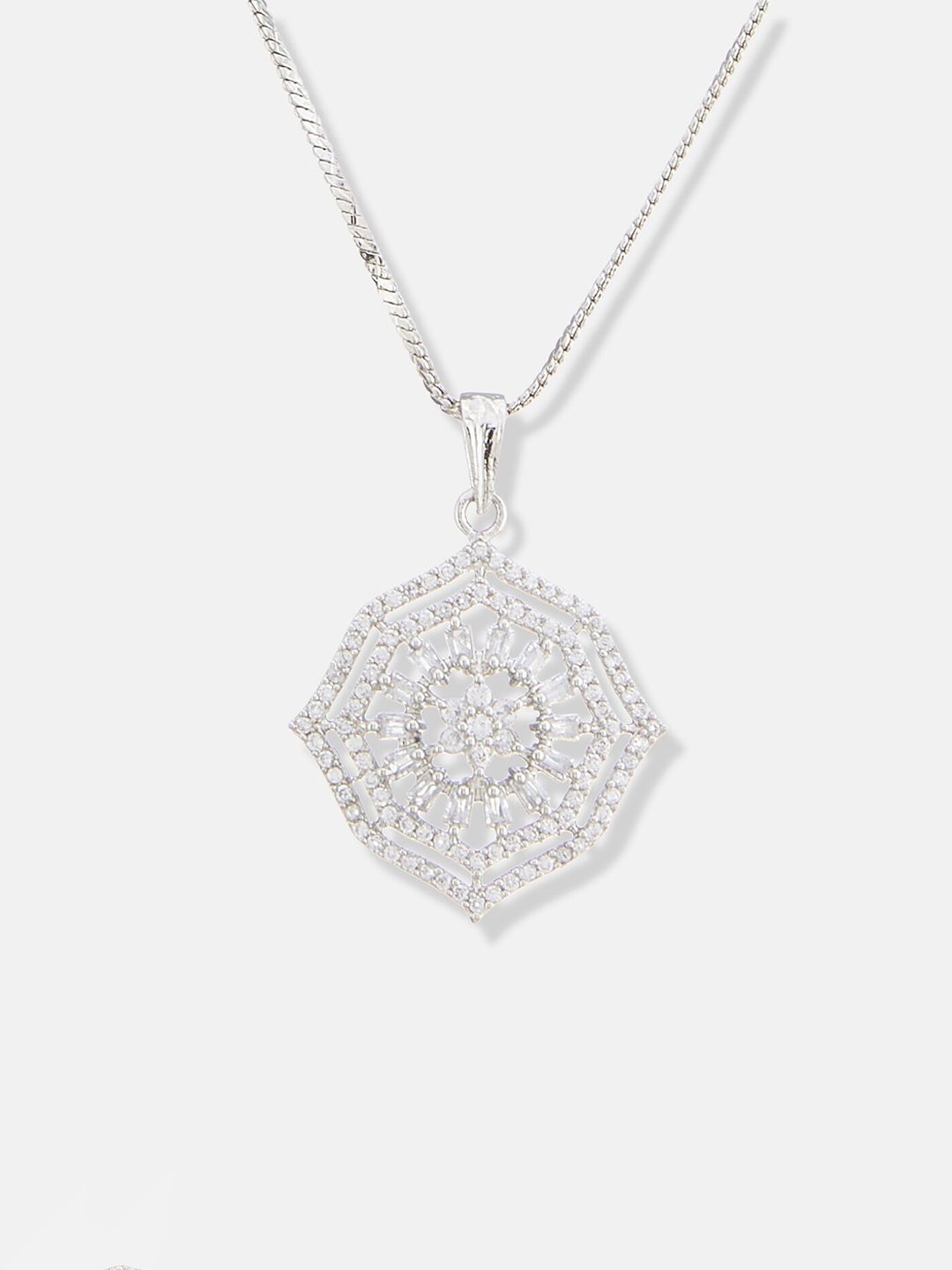 ATIBELLE Silver-Plated Cubic Zirconia Stone Studded Jewellery Set