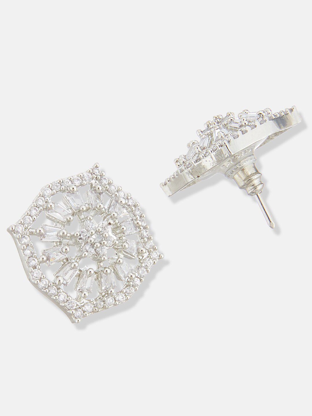 ATIBELLE Silver-Plated Cubic Zirconia Stone Studded Jewellery Set