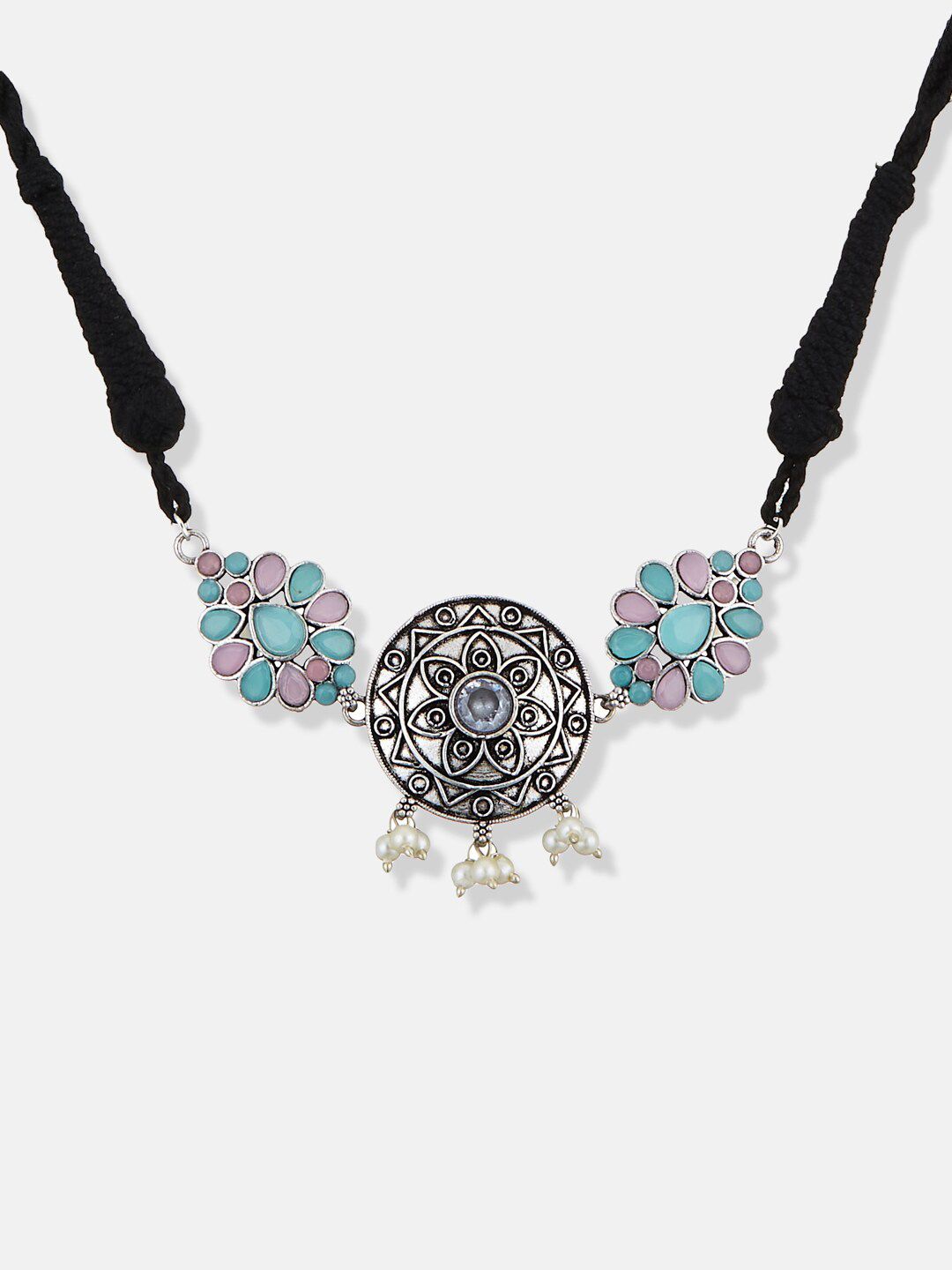 ATIBELLE German Silver-Plated Stone Studded Jewellery Set