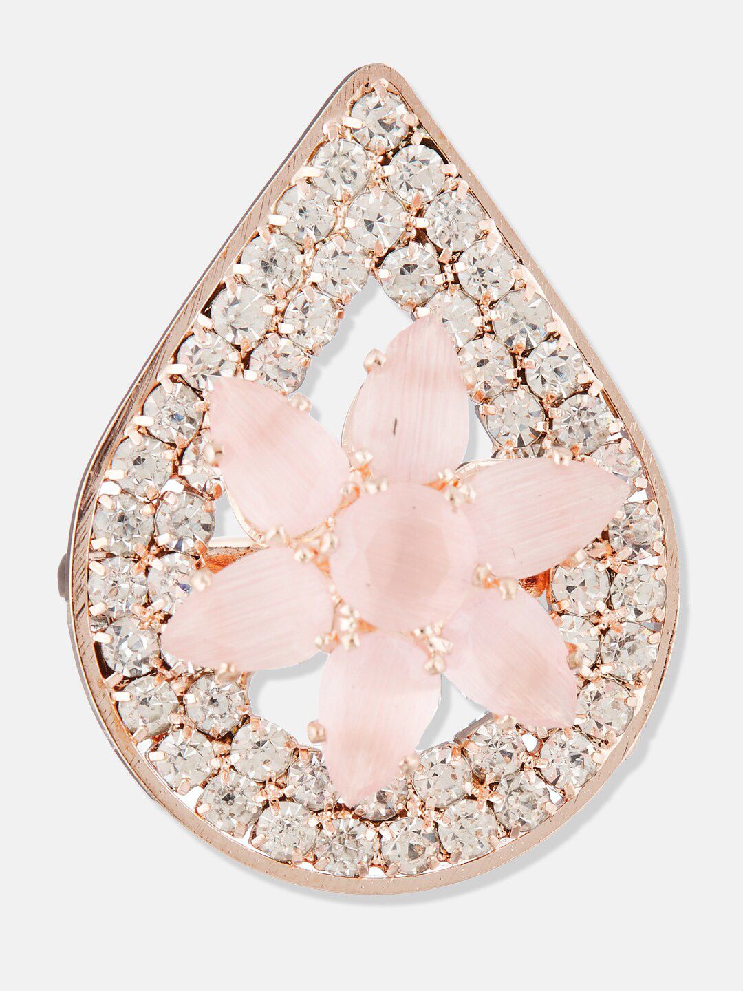 ATIBELLE Rose Gold-Plated Cubic Zirconia Studded Finger Ring