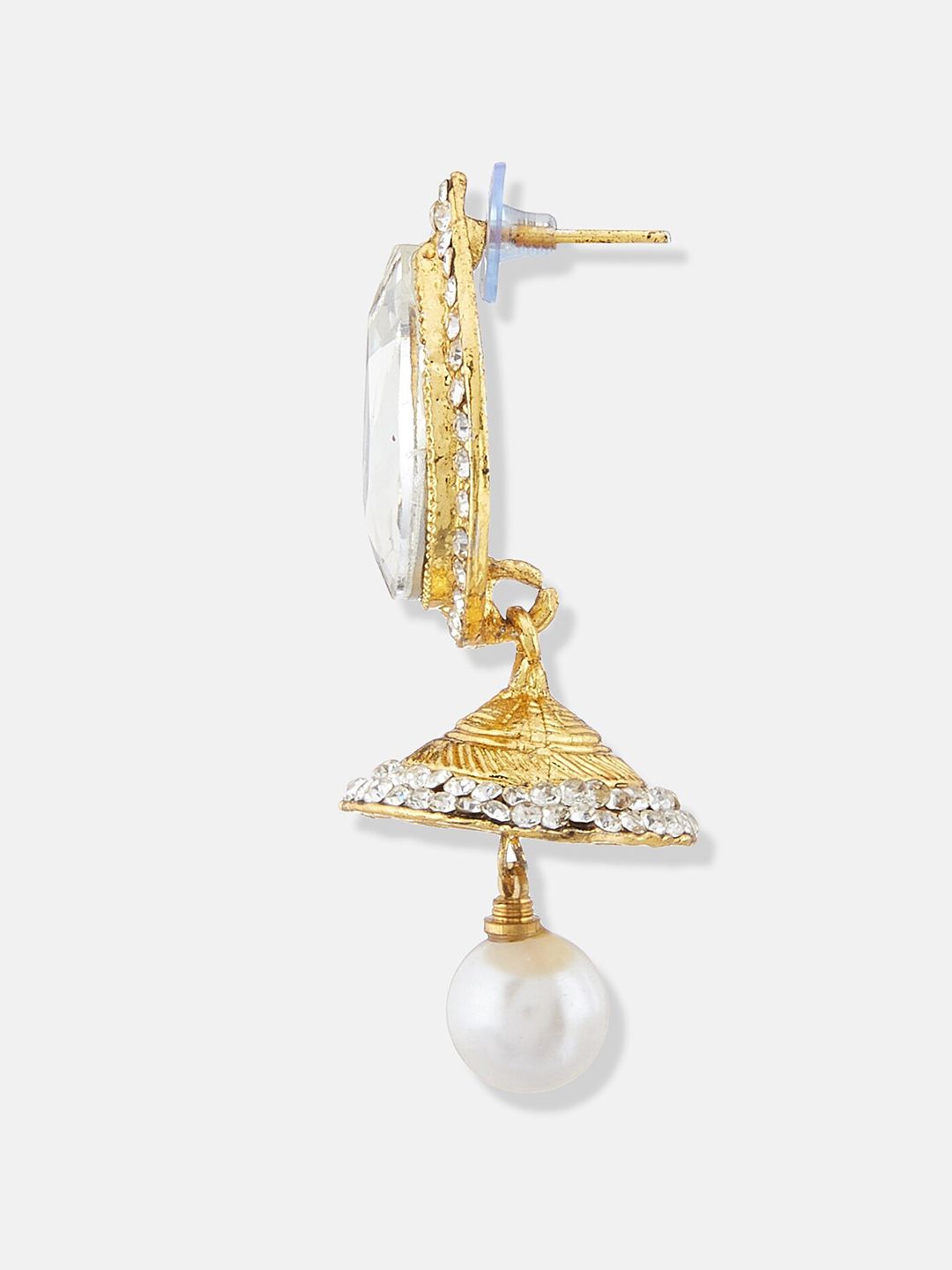 ATIBELLE Gold-Plated Stone Studded Contemporary Jhumkas