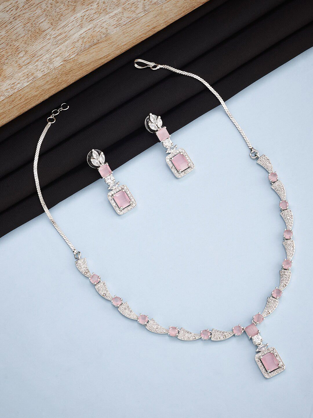 ATIBELLE Gold-Plated Cubic Zirconia Studded Jewellery Set