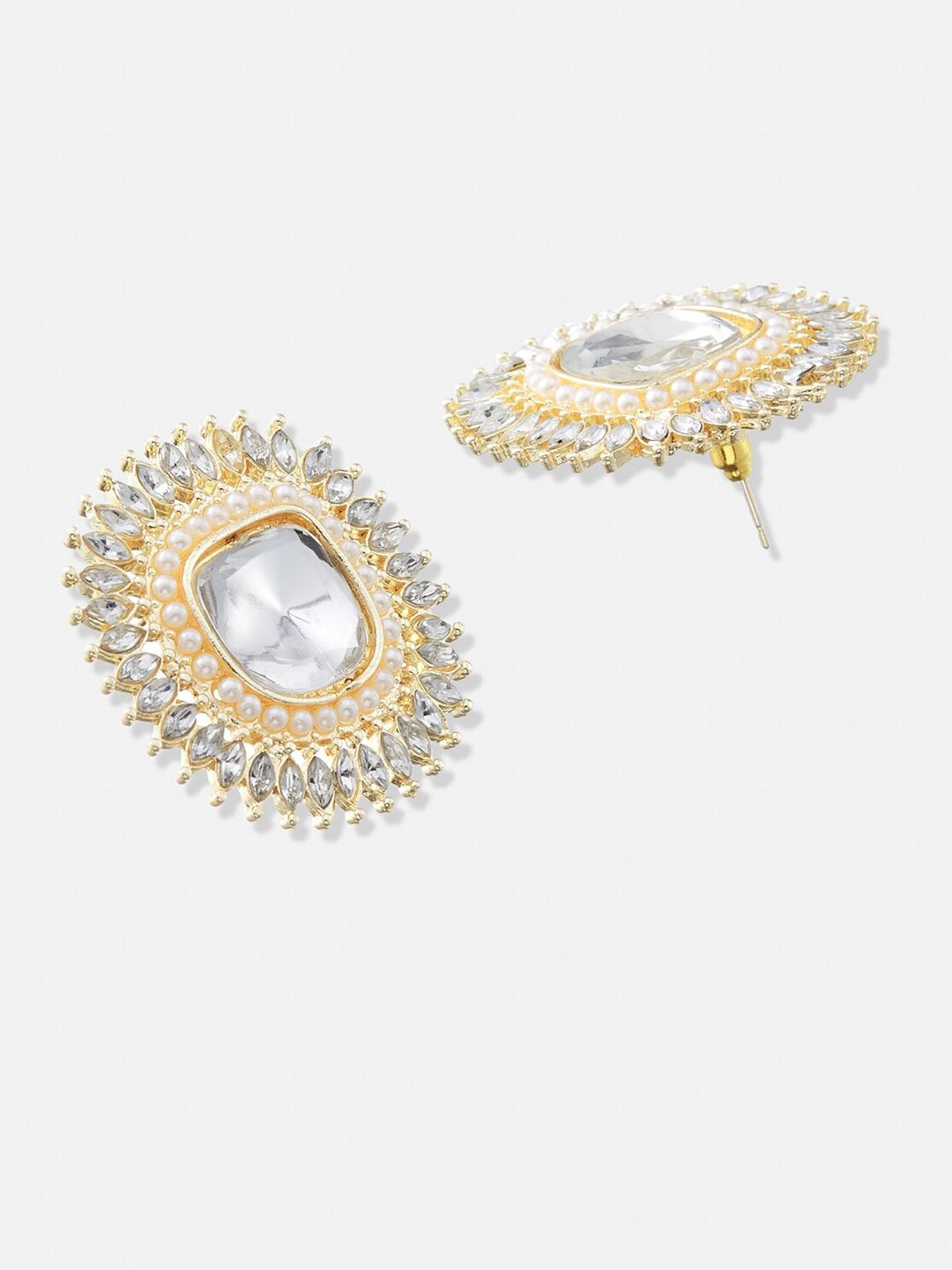 ATIBELLE Gold-Plated Kundan Stone Studded Stud Earrings