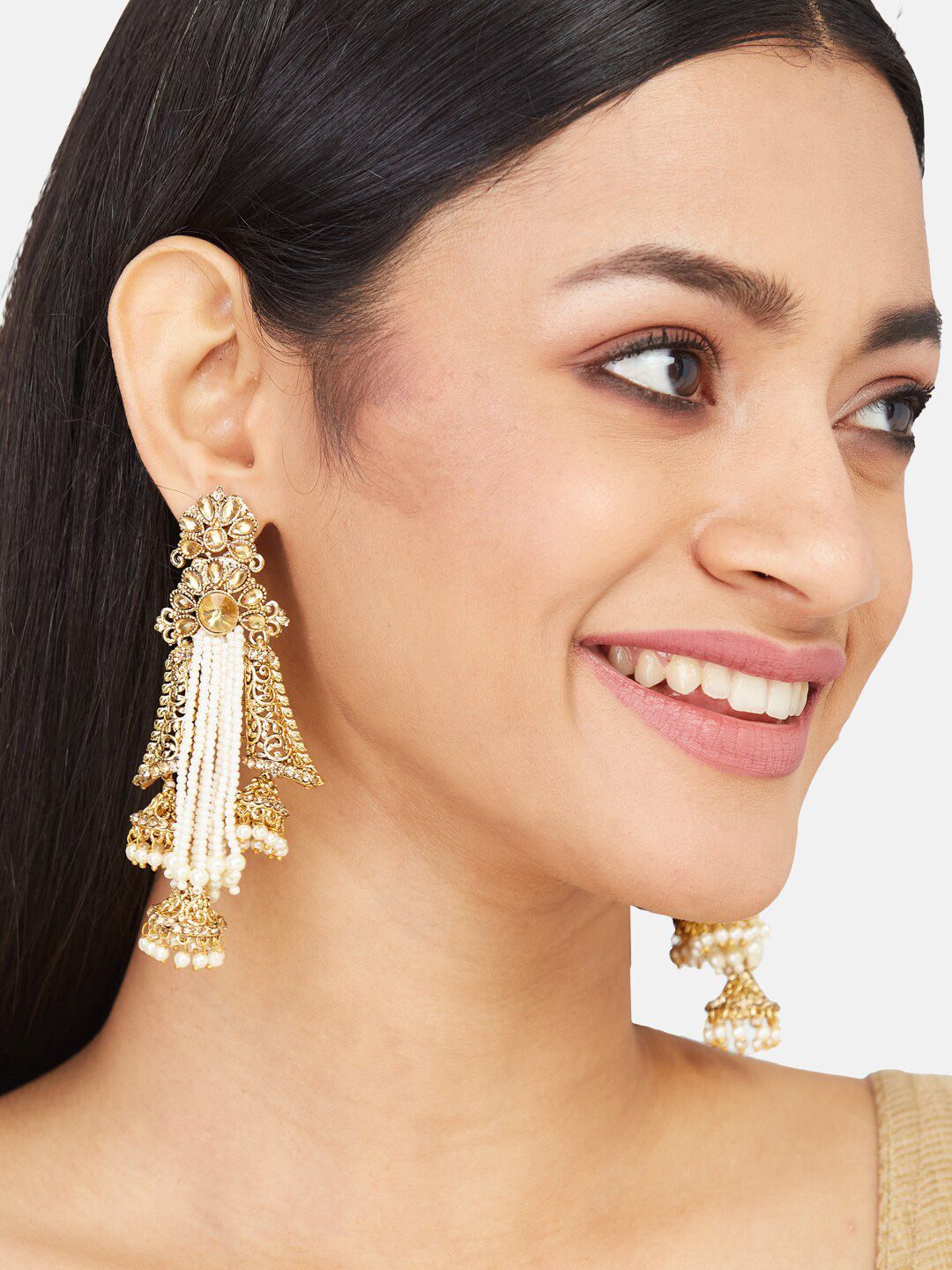 ATIBELLE Copper-Toned Copper-Plated Dome Shaped Jhumkas