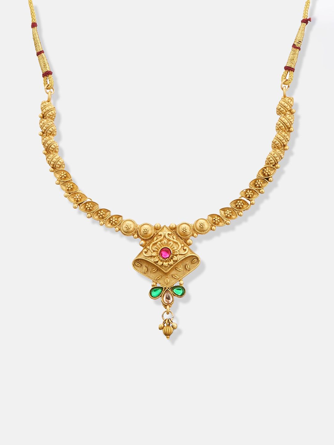 ATIBELLE Gold-Plated Artificial Stone Studded Jewellery Set