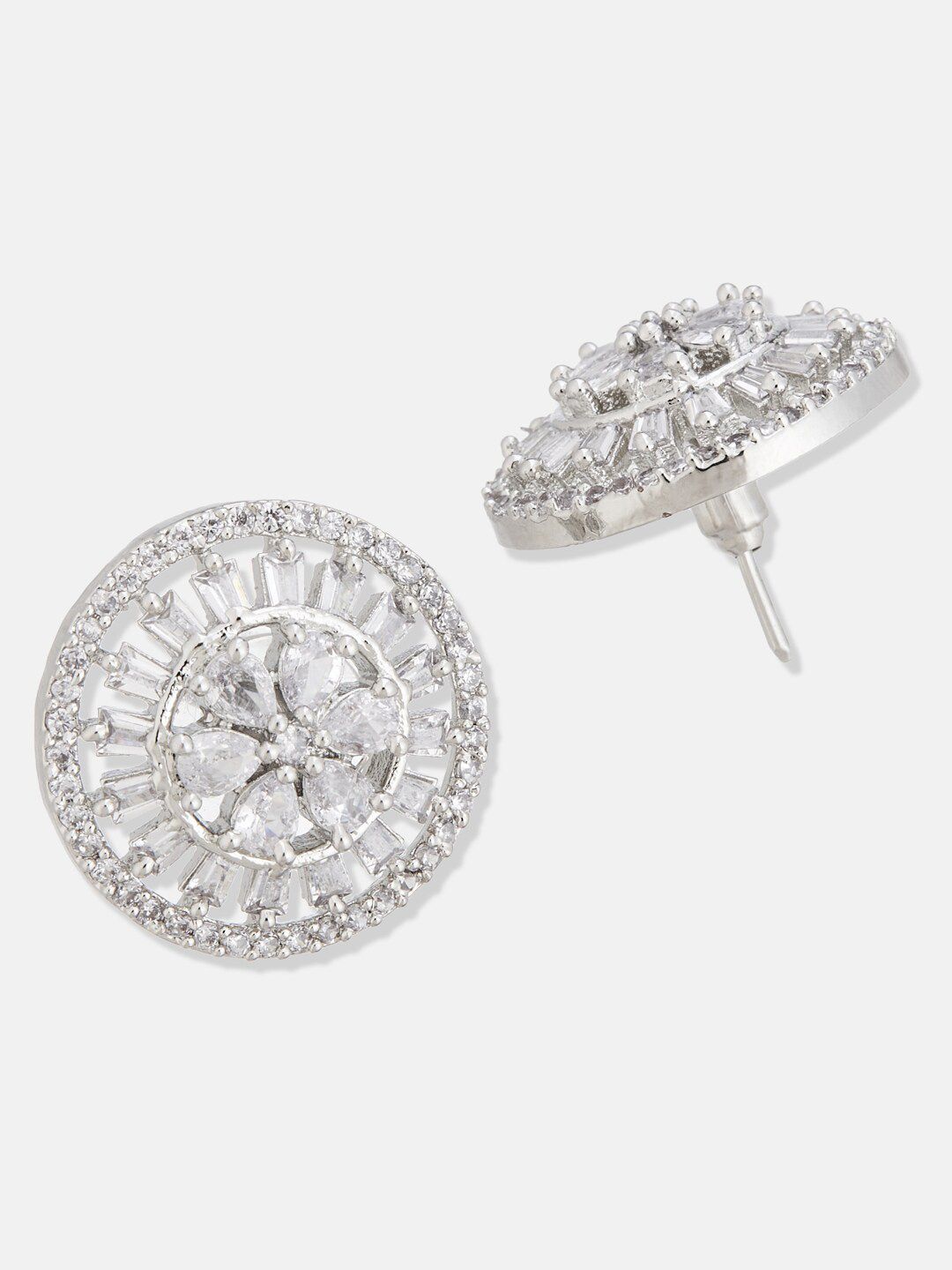 ATIBELLE Silver Plated Cubic Zirconia Studded Jewellery Set