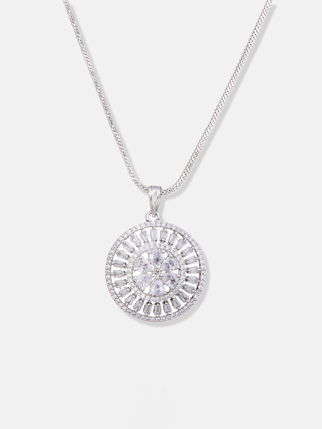 ATIBELLE Silver Plated Cubic Zirconia Studded Jewellery Set