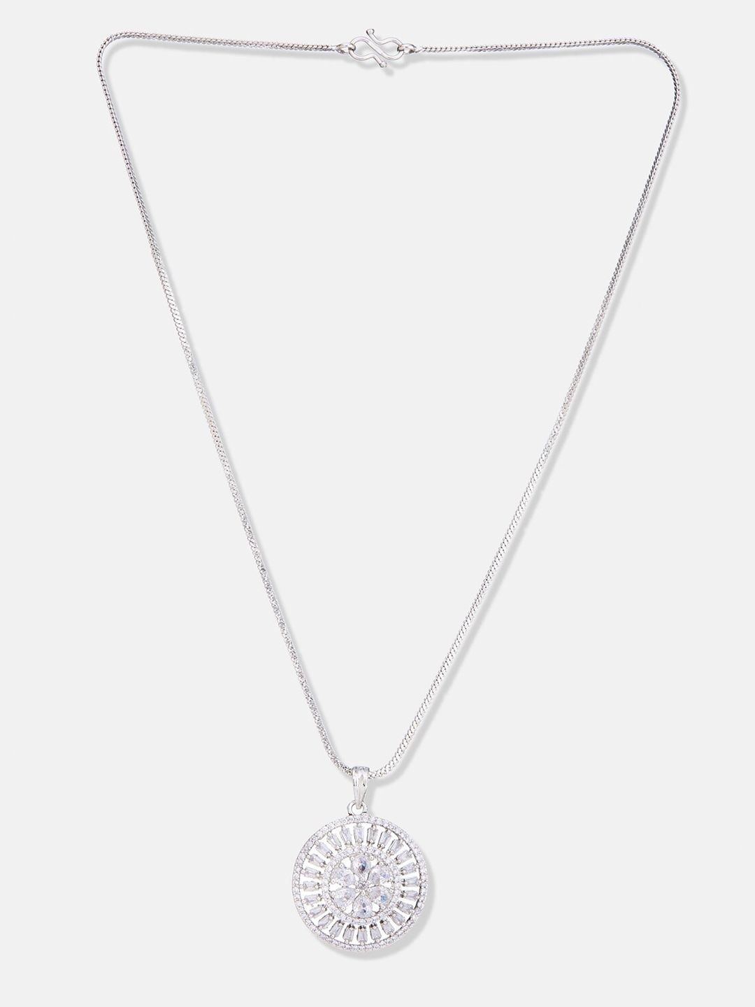 ATIBELLE Silver Plated Cubic Zirconia Studded Jewellery Set