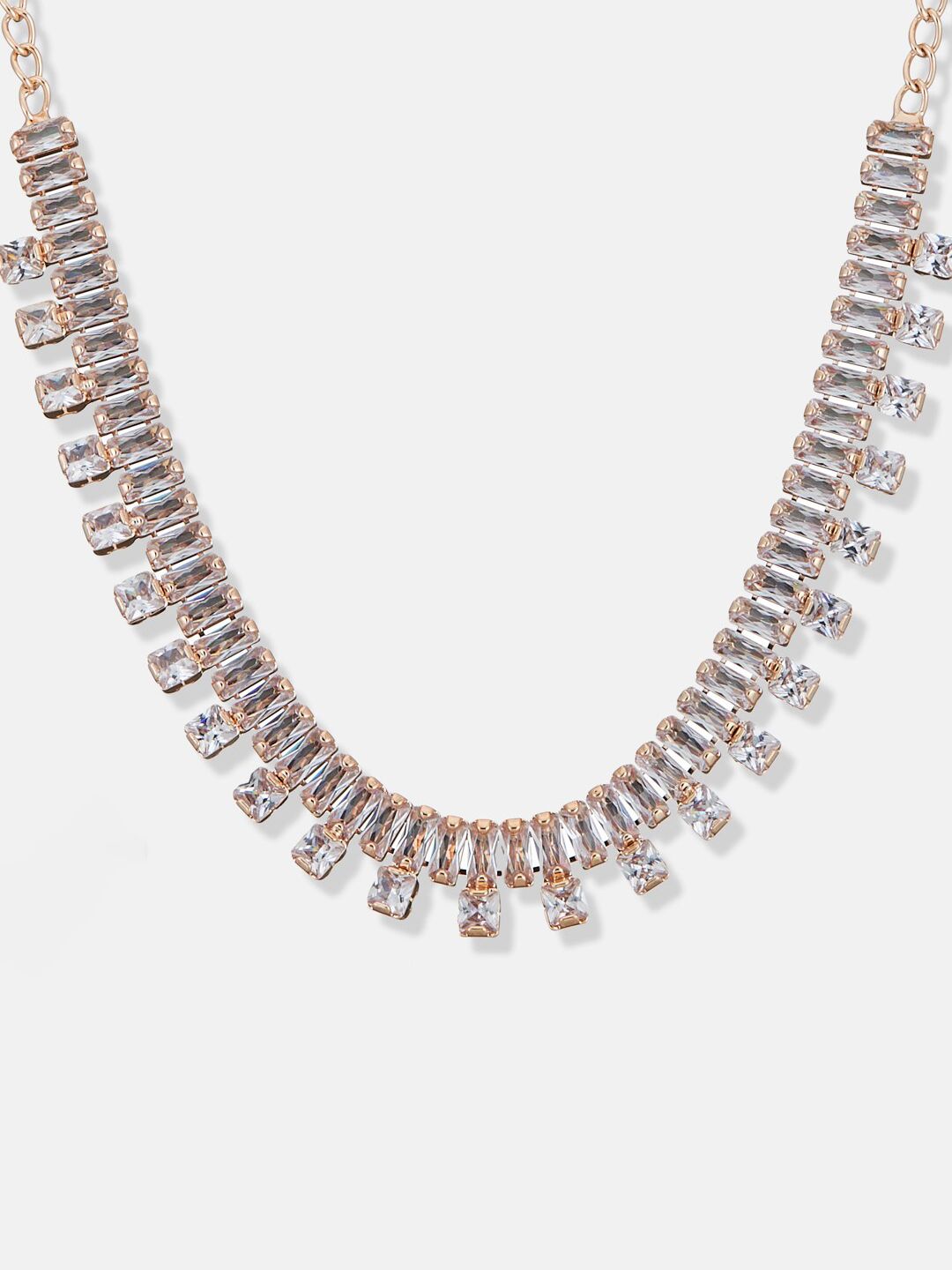 ATIBELLE Rose Gold Plated Cubic Zirconia Studded Jewellery Set