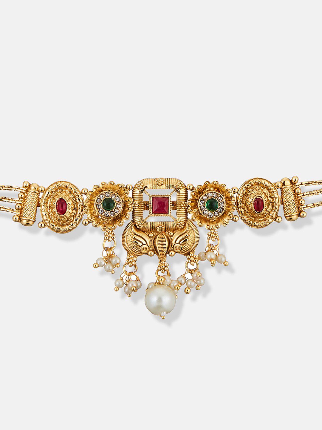 ATIBELLE Gold Plated Stone Studded Jewellery Set