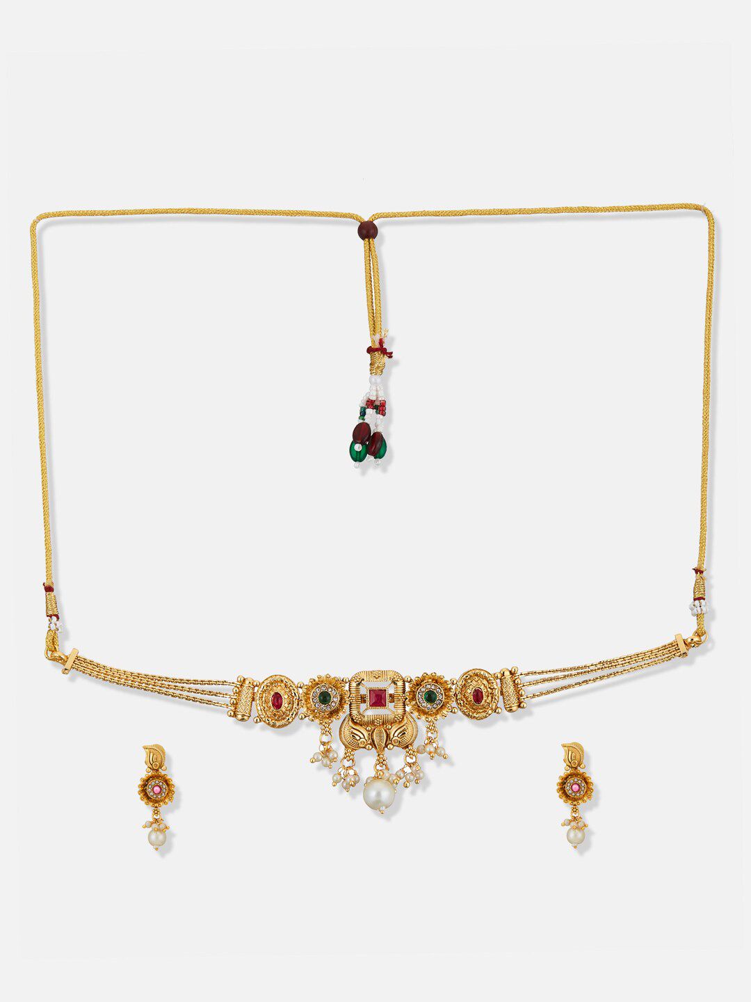 ATIBELLE Gold Plated Stone Studded Jewellery Set