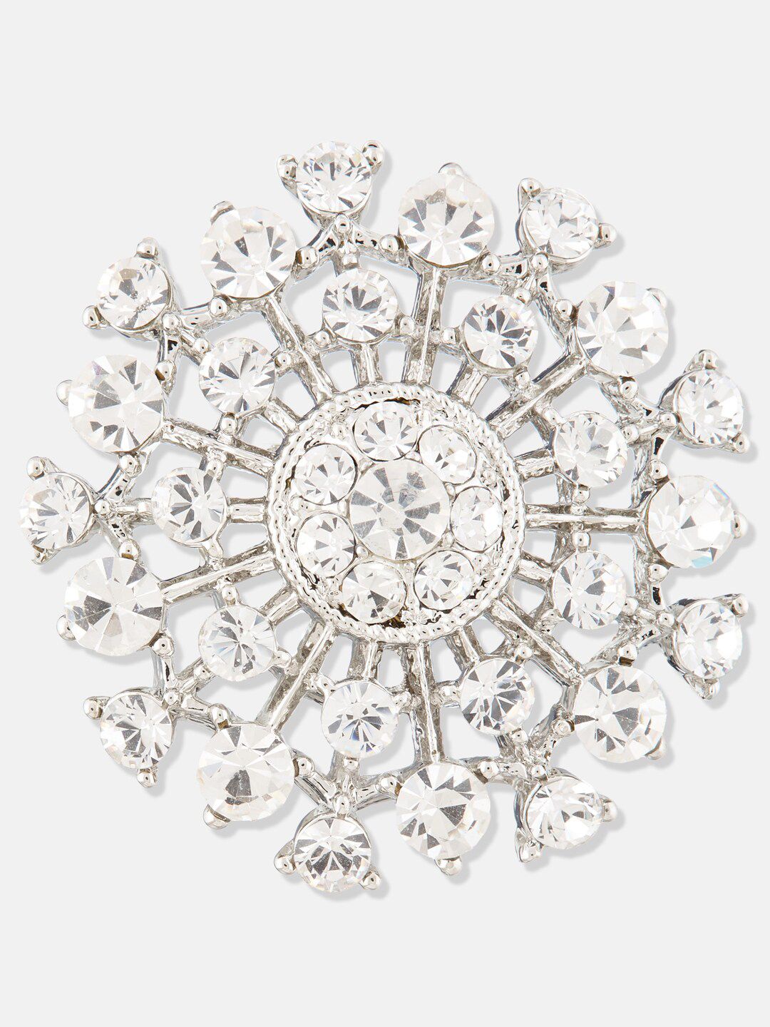 ATIBELLE Silver-Plated Cubic Zirconia Studded Ring