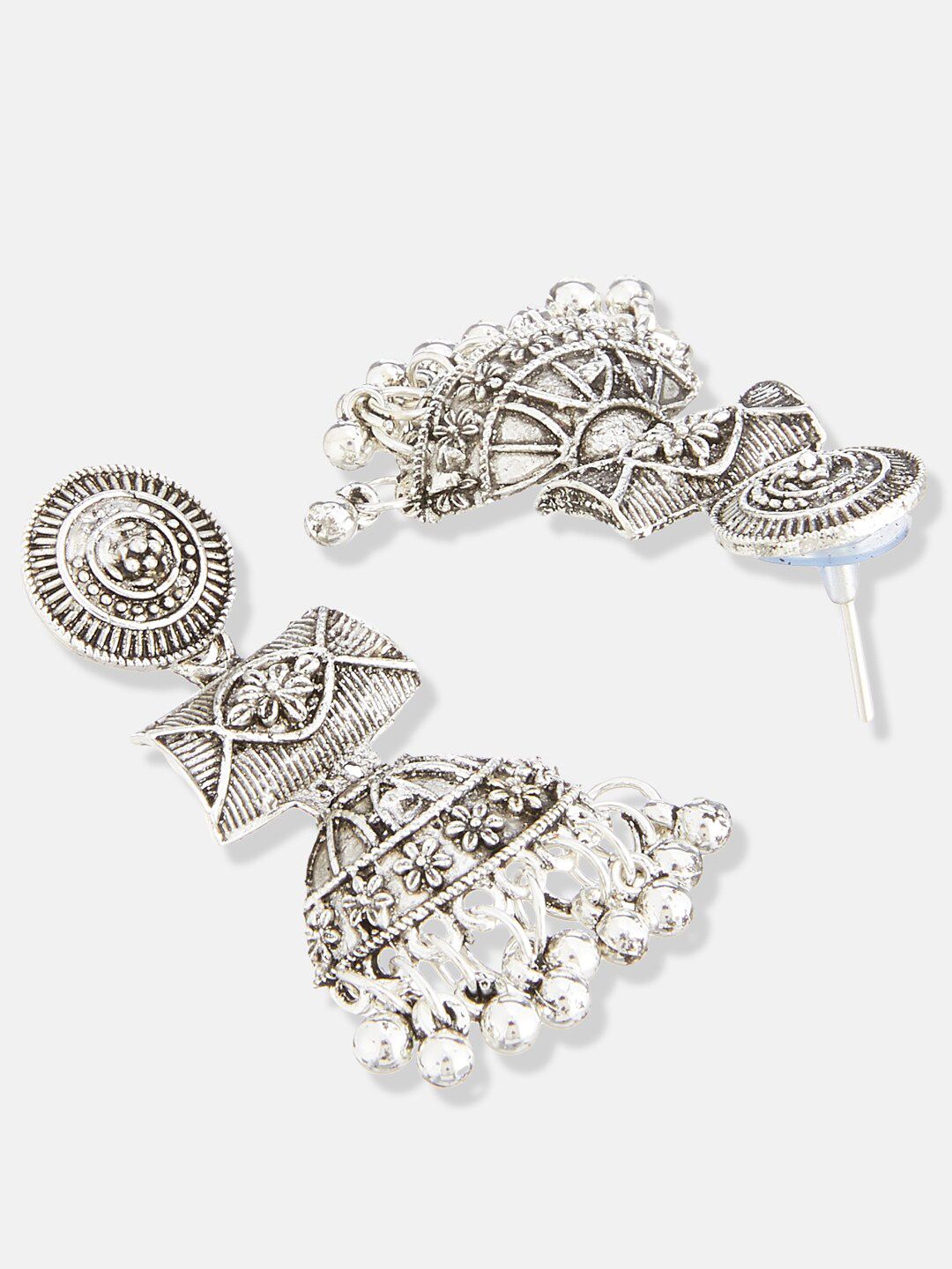 ATIBELLE German Silver Plated Stones Studded & Beaded Jewellery Set