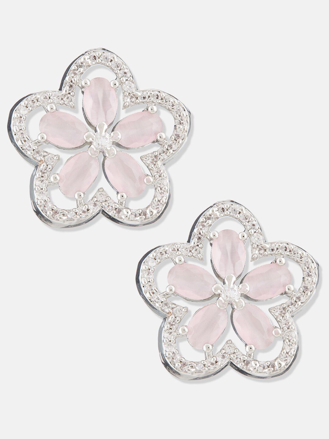 ATIBELLE Silver Plated Cubic Zirconia Stone Studded  Jewellery Set