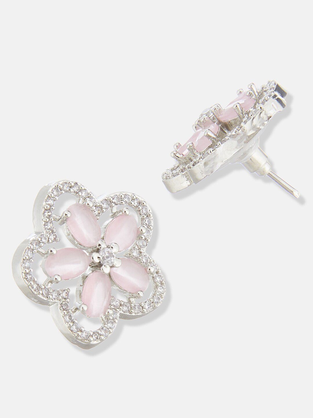 ATIBELLE Silver Plated Cubic Zirconia Stone Studded  Jewellery Set
